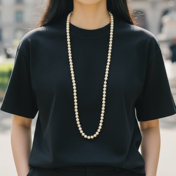 Vintage Cream Coloured Faux Pearls Necklace Long 26 inches - Picture 2 of 7